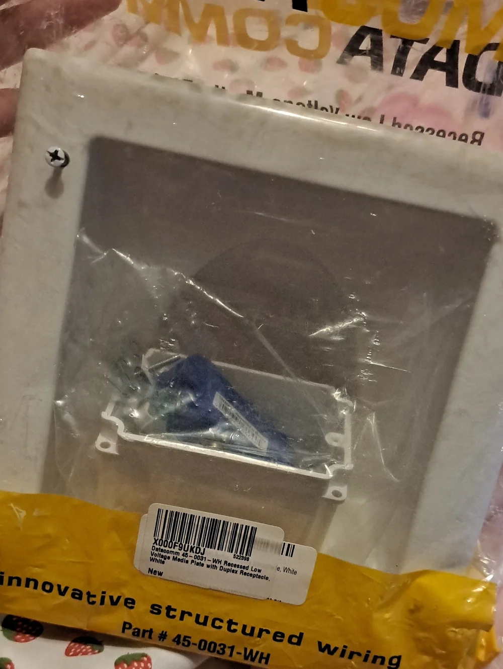 NWT White Recessed Wall Plate with Built-In Outlet - DIY Installation